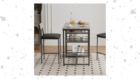 3‑Piece Bar Table Set with Storage Shelves